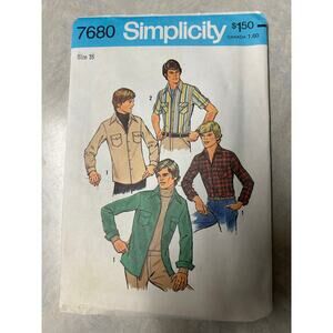 Vintage 1970's Simplicity Pattern #7680 Teen Boys Shirt Size‎ 16